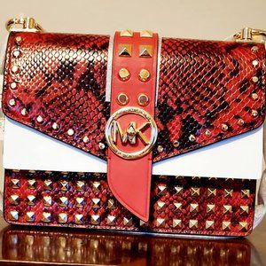 Brand New with Tags. Factory Sealed. Michael Kors Greenwich Small Studded Snake